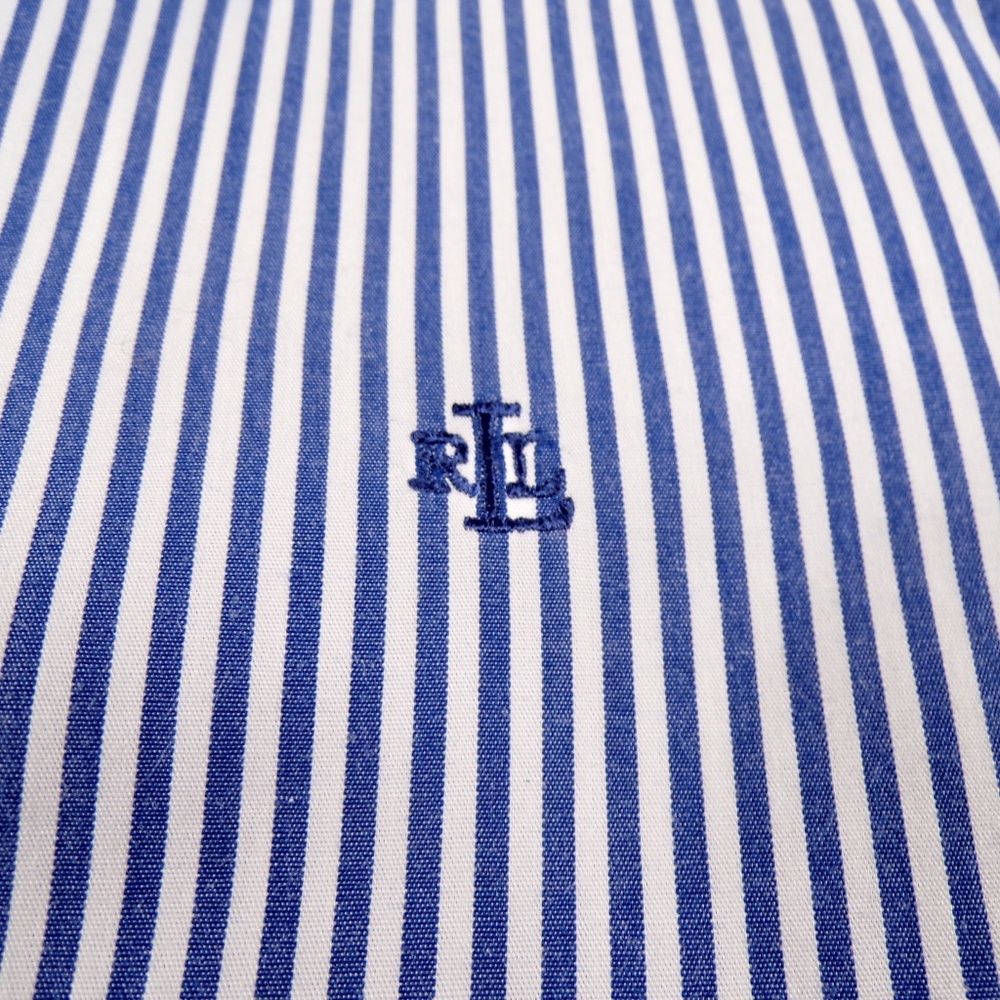 Lauren Ralph Lauren Men's Blue/White Striped Dress Shirt Size Medium - Picture 6 of 8